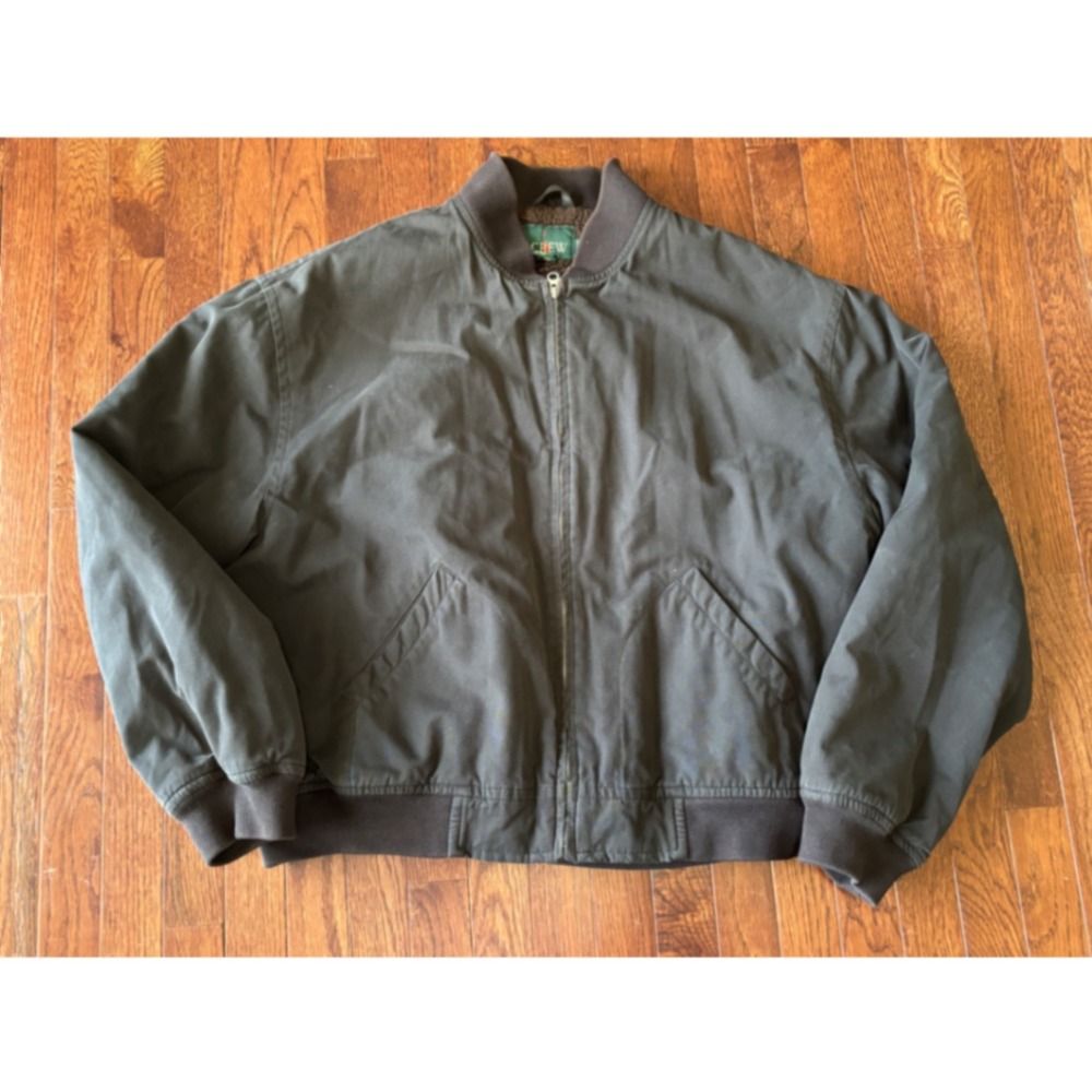 Vintage 90s J.Crew Oarsman Jacket Mens XLT Black Fleece Lined Bomber Full Zip
